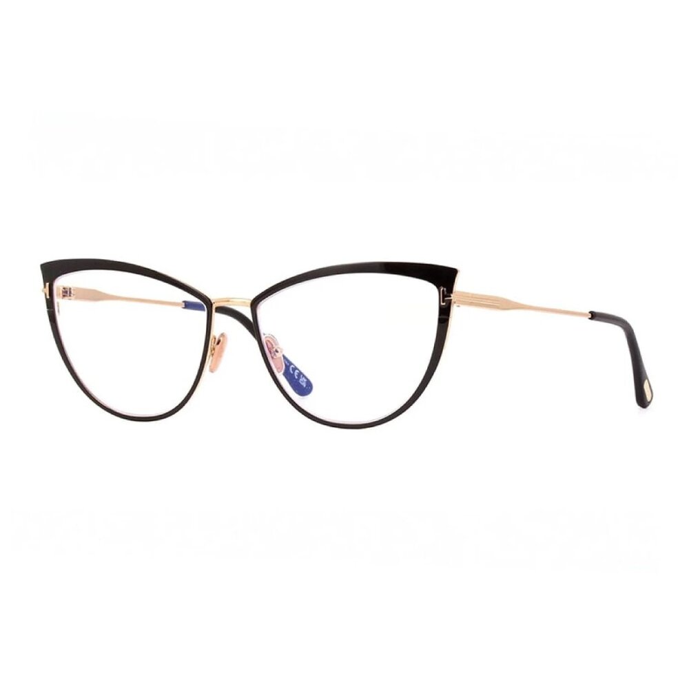 NEW TOM FORD FT5877-B/S 001 EYEGLASSES TF5877-B 001 CAT EYE BLACK/GOLD WOMEN